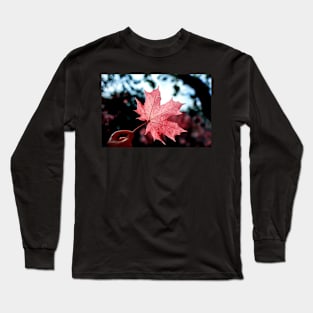 Hand holding red maple leaf Long Sleeve T-Shirt